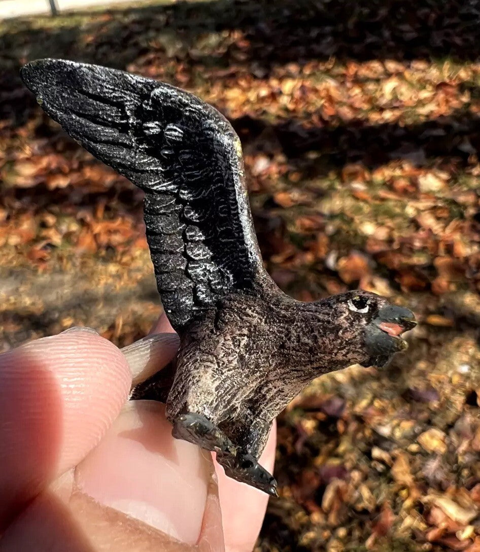 Detailed Antique Austrian Vienna Cold Painted Bronze Figure of Hawk6