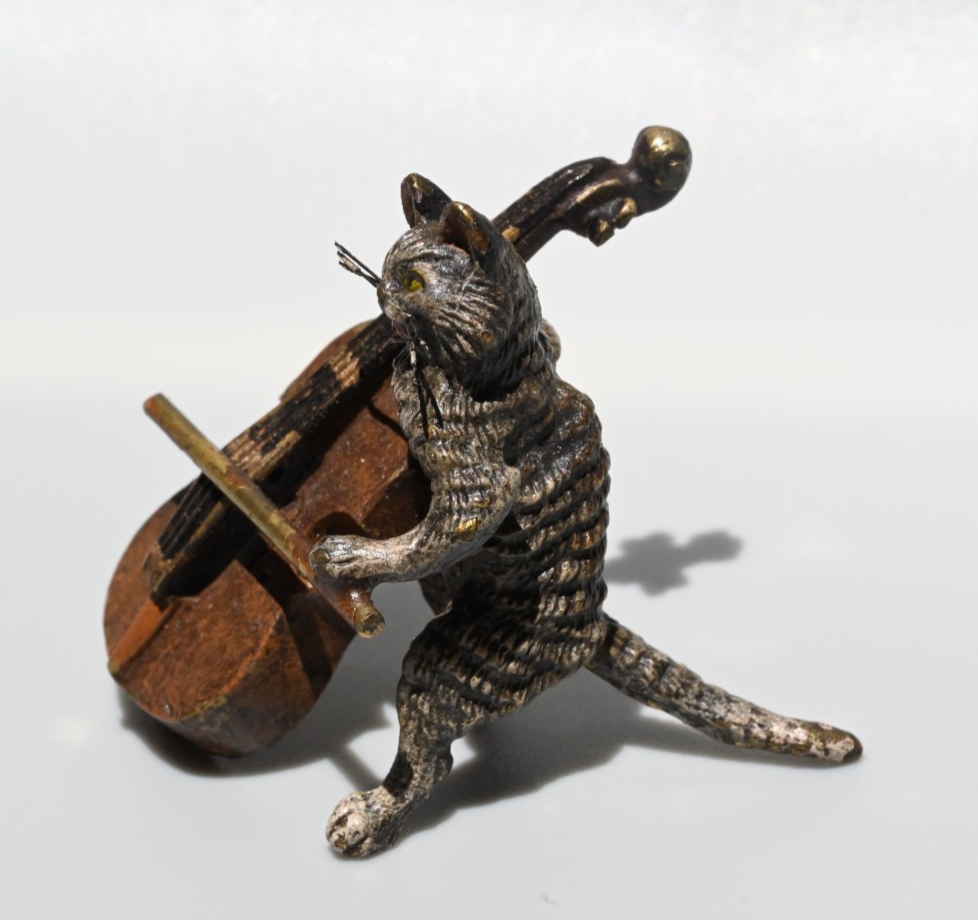 Rare Antique Franz Bergmann Austrian Vienna Cold Painted Bronze Cat Orchestra2