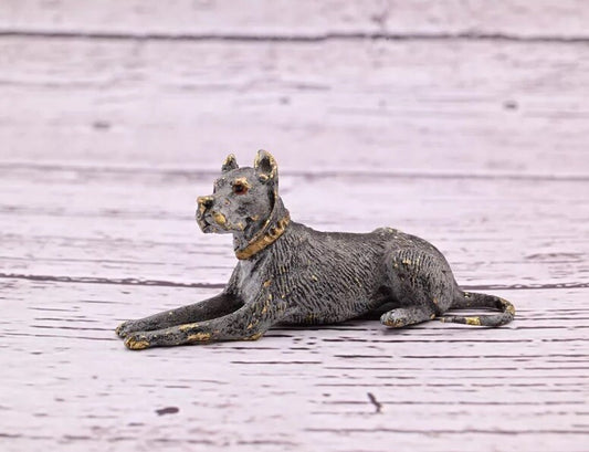 Antique Austrian Vienna Cold Painted Bronze Figure of Life-like Great Dane Dog0