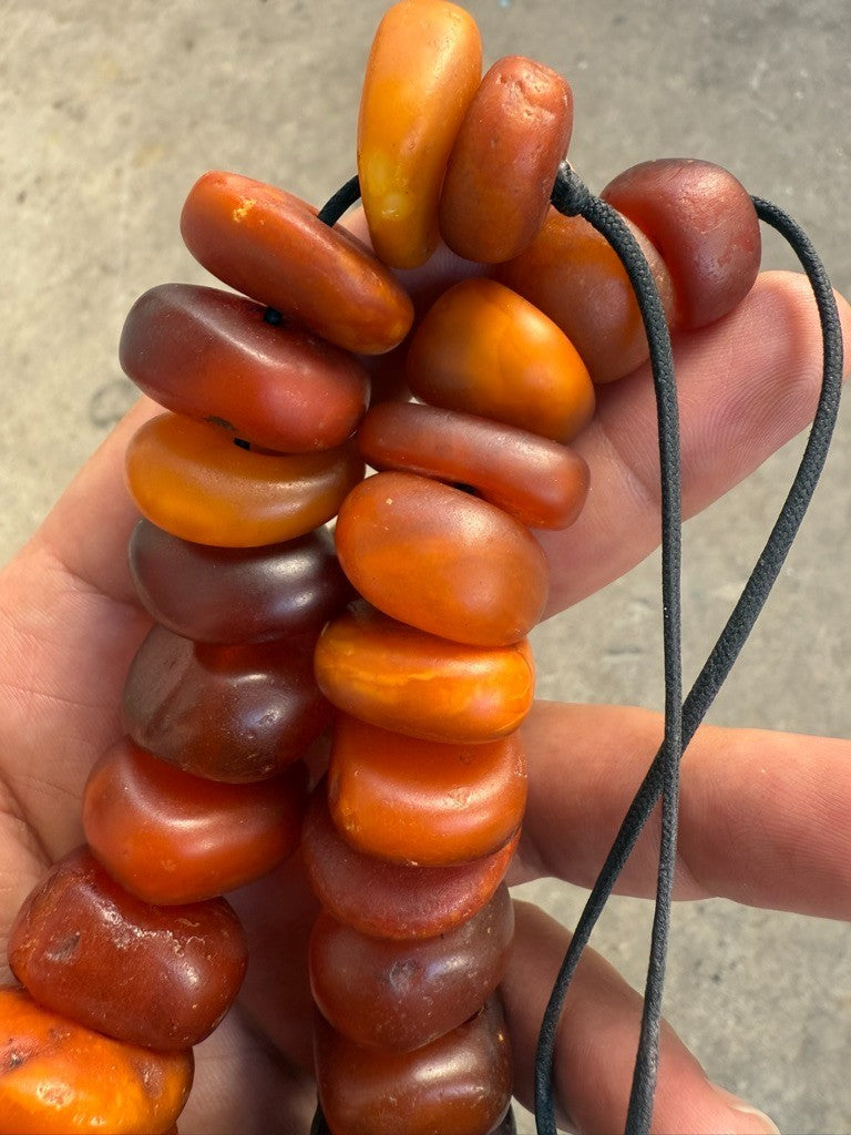 Large Antique Middle Eastern Baltic Butterscotch Amber Beaded Necklace 118 Gram3