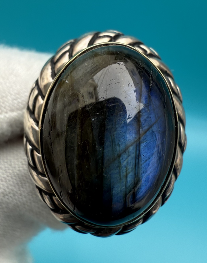 Carolyn Pollack/Relios Sterling Silver & 18k Gold Bezel Set Ring w/ Labradorite0
