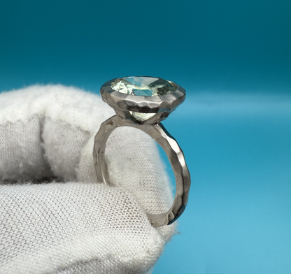 Large Green Amethyst (Prasiolite) & Sterling Silver Bezel Setting Ring1