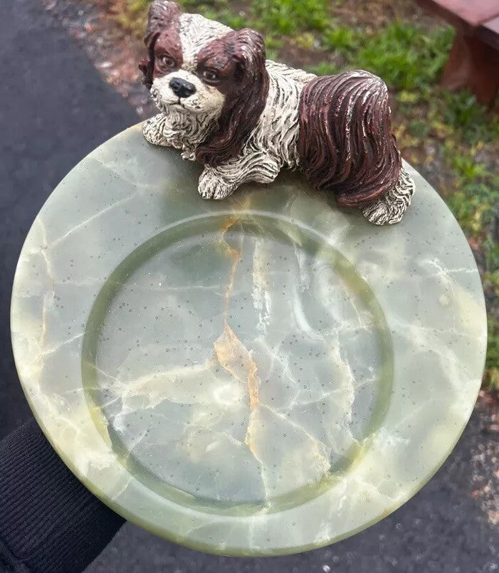 Wonderful Antique Cold Painted Austrian Vienna Bronze Ashtray With Pekingese Dog2