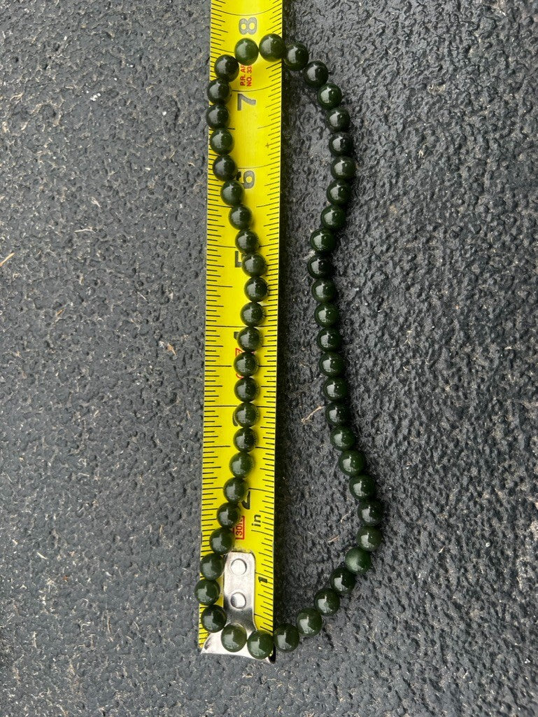 Rich Green Antique / Vintage Spinach Natural Nephrite Jade Beaded Necklace11
