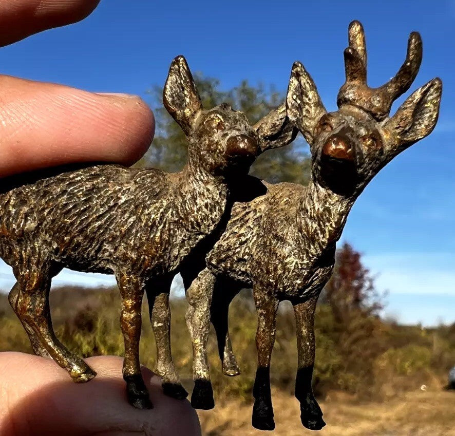 Antique Austrian Vienna Cold Painted Bronze Figure of Deer2
