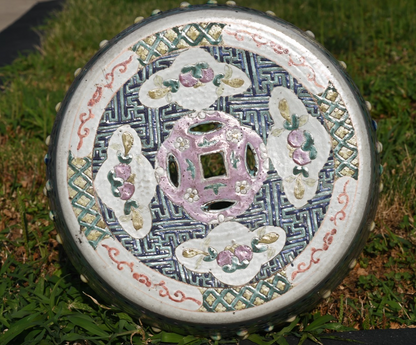 Antique Hand Painted Porcelain Garden Seat / Drum Stool Dragon & Phoenix Design8