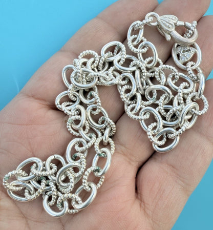 Genuine Judith Ripka Sterling Silver Textured Link Chain Necklace4