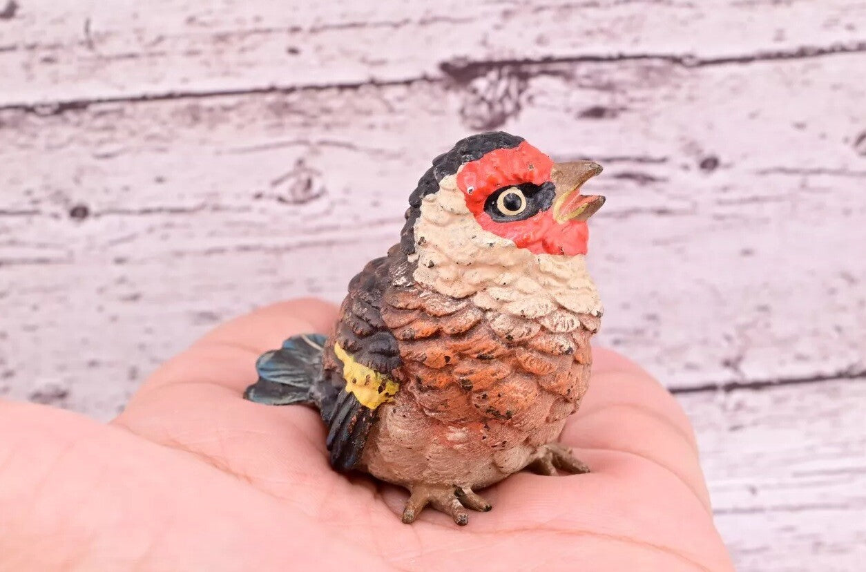 Majestic Antique Austrian Vienna Cold Painted Bronze Figure of Golden Finch15