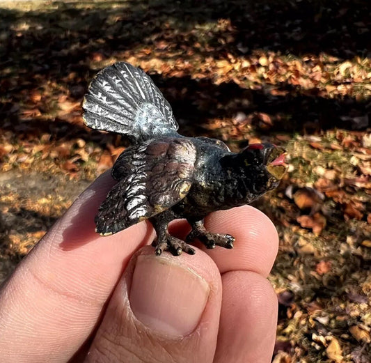 Unique Antique Austrian Vienna Cold Painted Bronze Figure of Capercaillie0