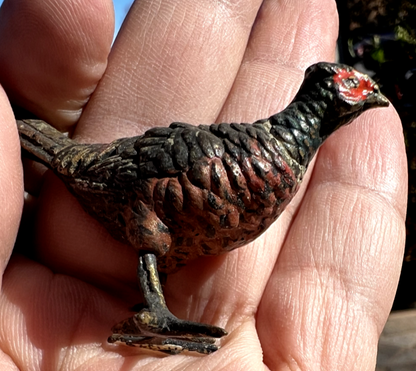 Small Antique Austrian Vienna Cold Painted Bronze Figure of Ring Neck Pheasant6