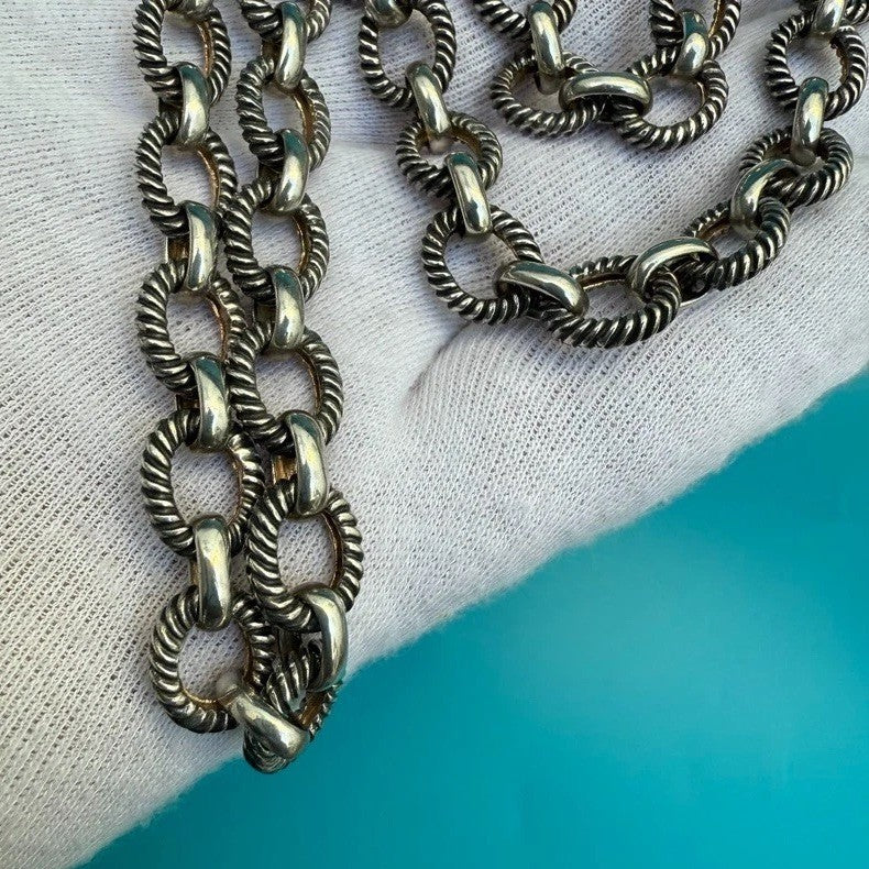 Well Made & Sturdy Vintage Chinese Sterling Silver Chain Necklace #22