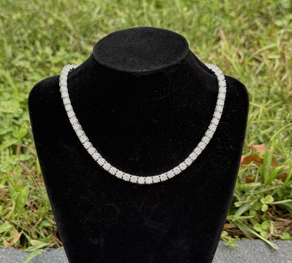 Gorgeous Round Cut Moissanite Tennis Necklace in 925 Sterling Silver 15" Length0