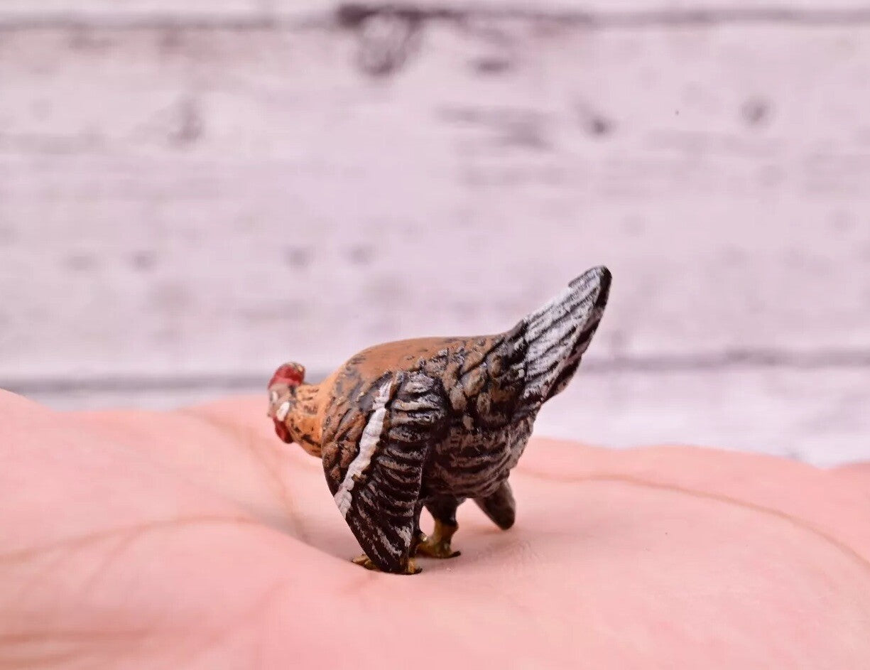 Unusual Antique Austrian Vienna Cold Painted Bronze Figure of Miniature Hen11