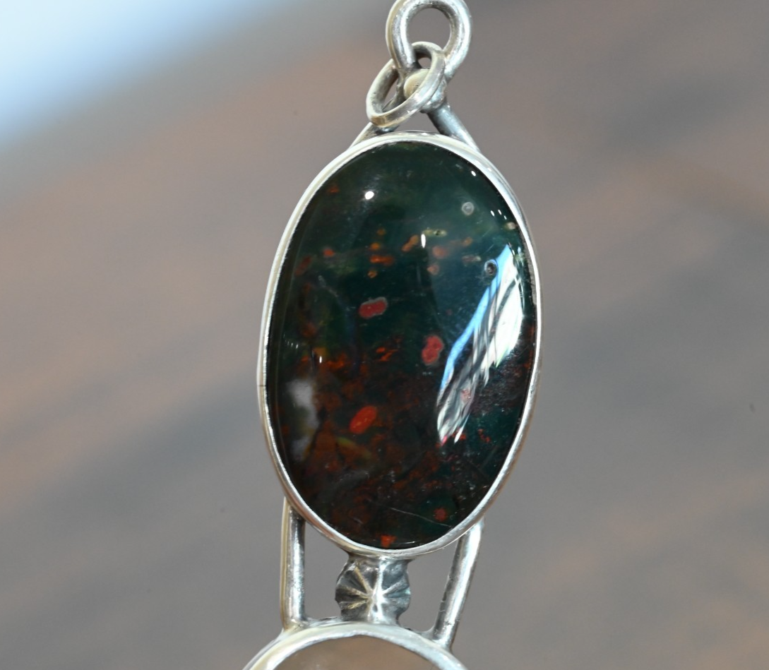 Sterling Silver Southwest Jewelers Loupe W/ Dark Cabochon Gem3