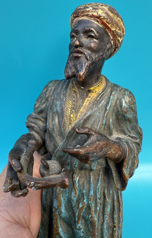 Antique Franz Bergman Austrian Vienna Cold Painted Bronze Figure of Bedouin Arab0