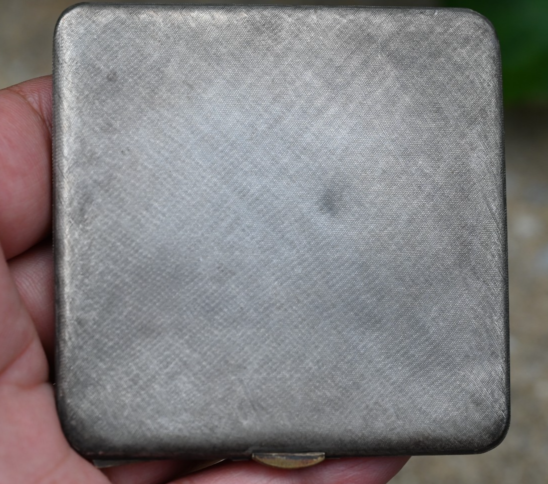 Early Italian Art Deco Style Sterling Silver & 18K Powder Compact & Mirror Case2