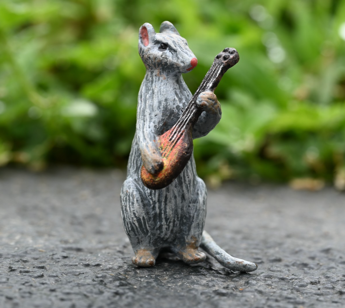 Fritz Bermann Austrian Vienna Cold Painted Bronze Mouse / Rat Playing a Mandolin0