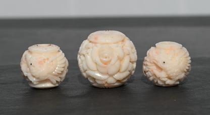 Large Natural Angel Skin Coral Carved Beads Japanese or Chinese1