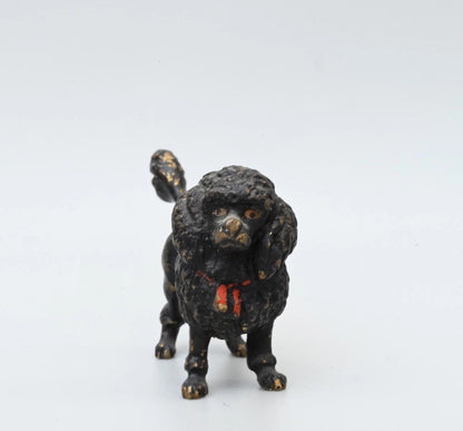 Gorgeous Antique Austrian Vienna Cold Painted Bronze Figure of Black Poodle Dog1