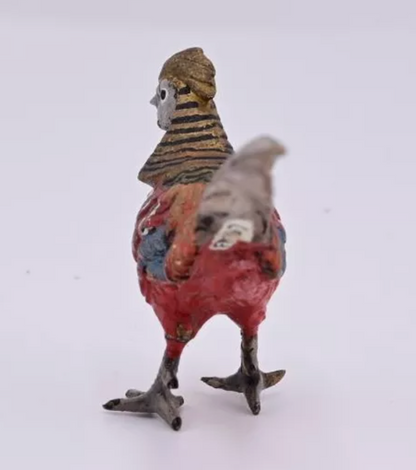 Miniature Antique Austrian Vienna Cold Painted Bronze Figure of Golden Pheasant3