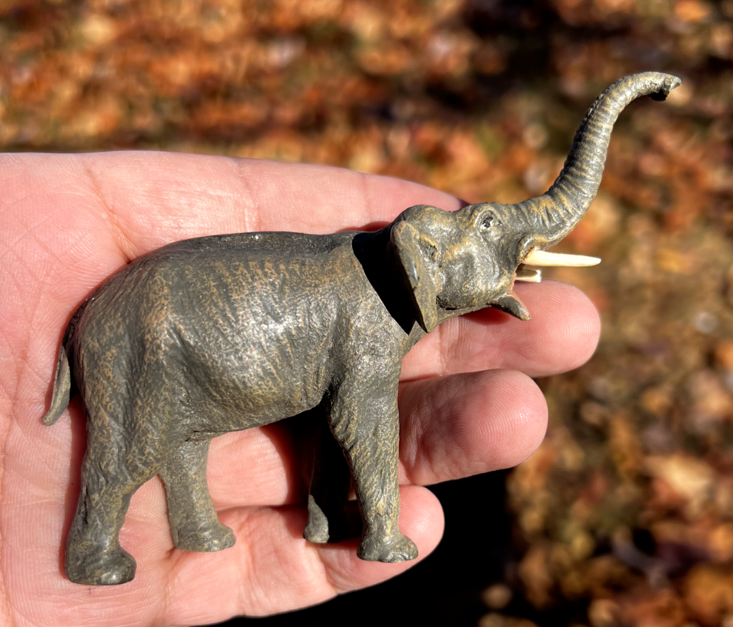 Large Antique Austrian Vienna Cold Painted Bronze Figure of Elephant2
