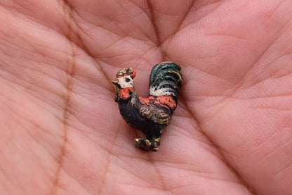 Very Tiny Antique Austrian Vienna Cold Painted Bronze Figure of Miniature Roost3