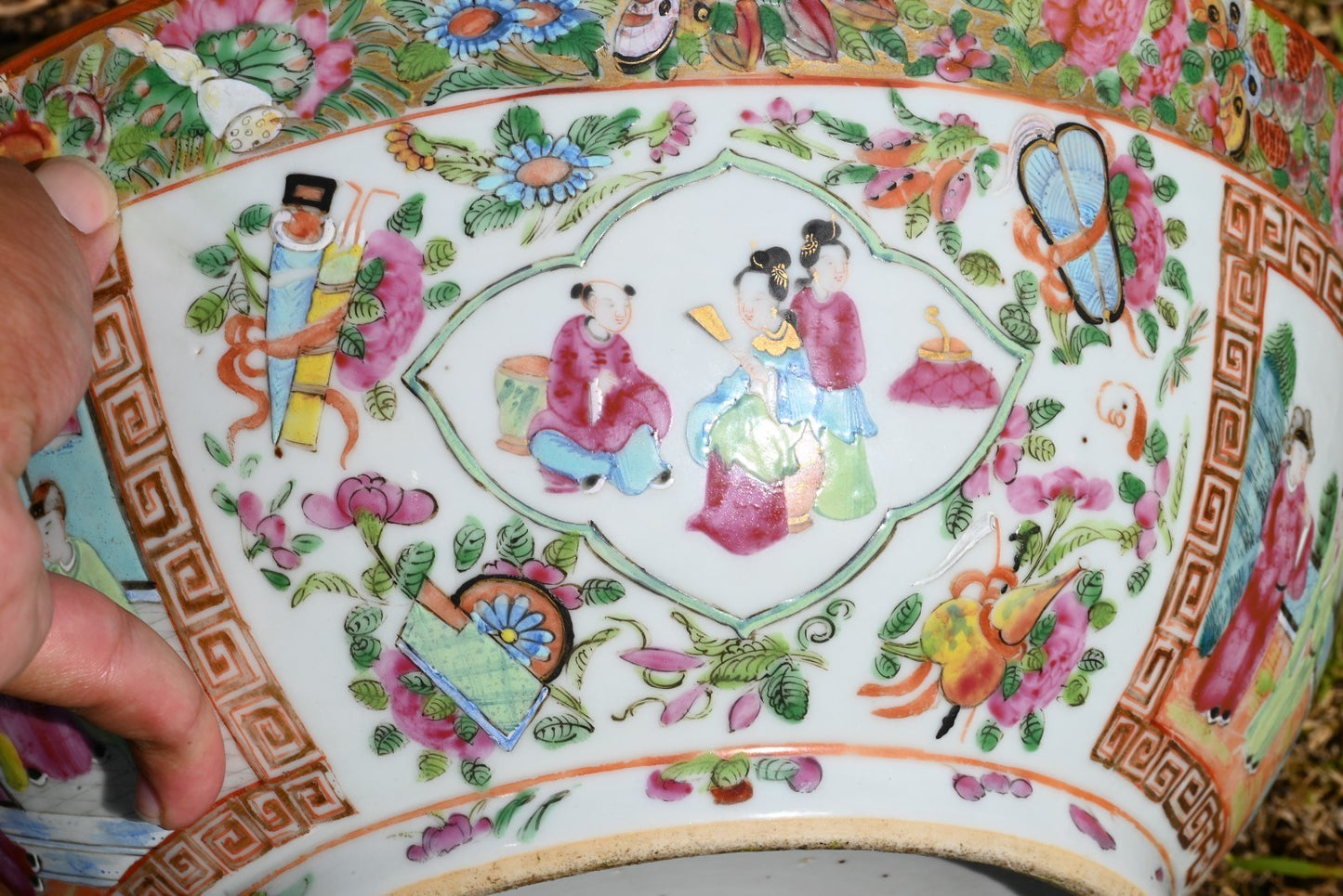 Genuine Chinese Antique 19th C. Hand Painted Rose Medallion Porcelain Punch Bowl13