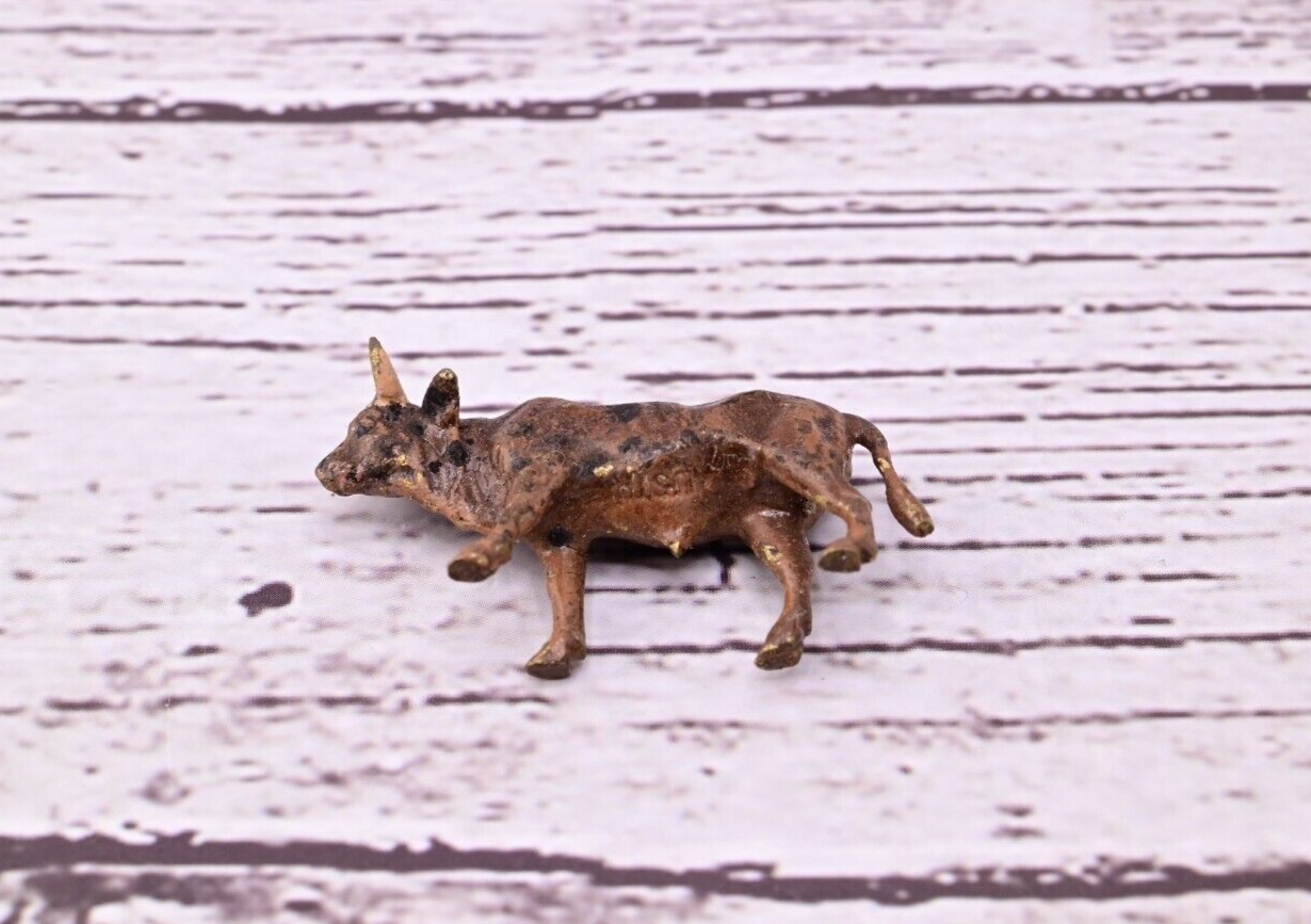 Miniature Antique Austrian Vienna Cold Painted Bronze Figure of Brown Bull7
