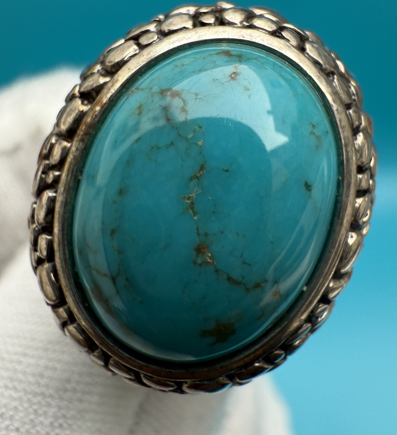 Gorgeous Whitney Kelly Sterling Silver & Turquoise Dome Ring w/ Pebbled Texture5