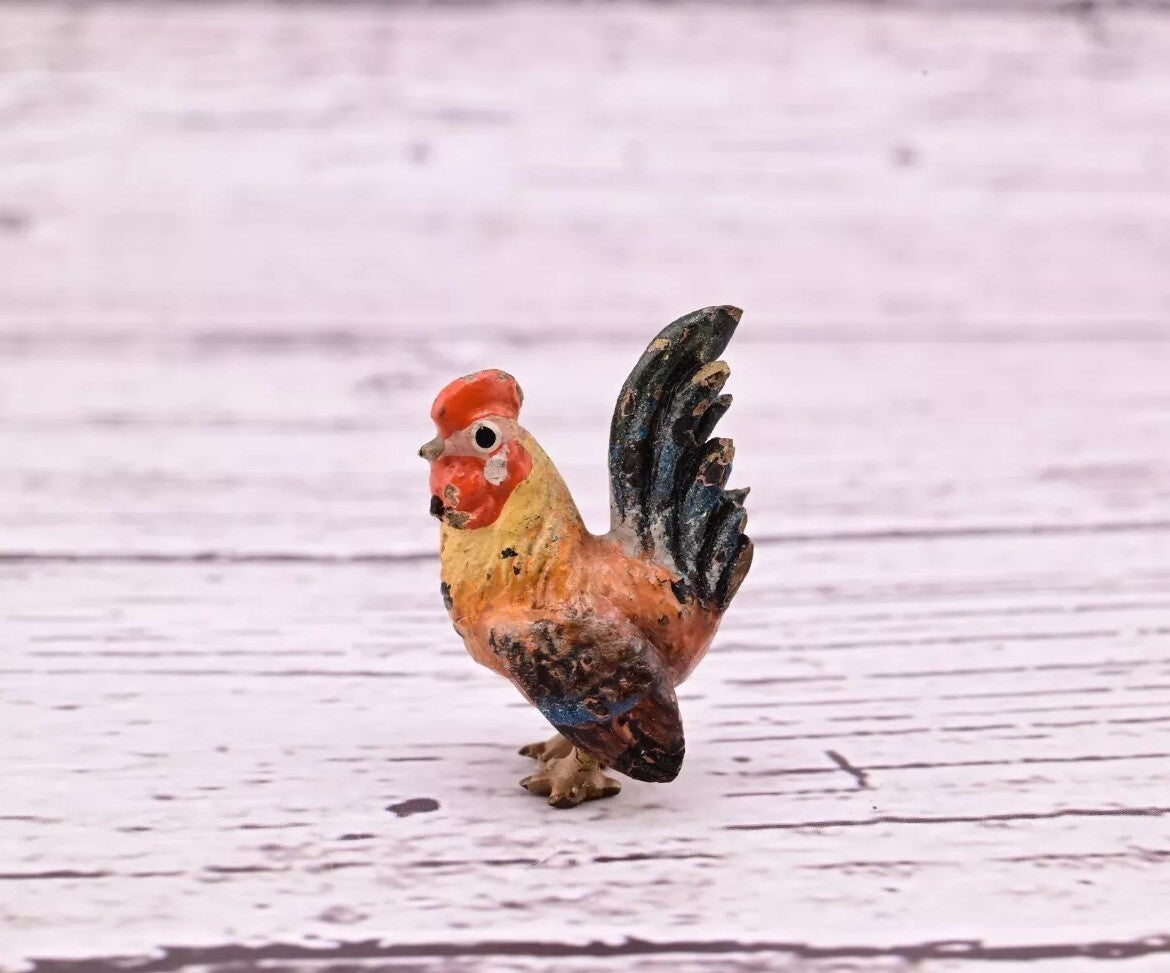 Original Miniature Antique Austrian Vienna Cold Painted Bronze Cute Rooster4