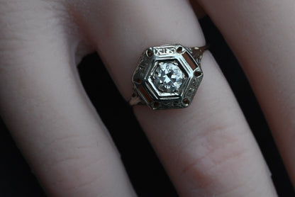 Gorgeous Antique Art Deco Period 14K White Gold Ring with .30 ct Natural Diamond3