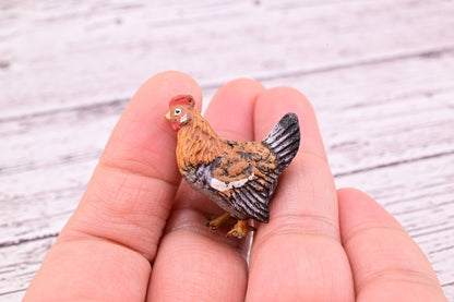 Rare Antique Austrian Vienna Cold Painted Bronze Figure of Super Tiny Brown Hen6