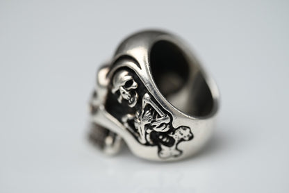 Heavy Sterling Silver Handmade Biker Skull & Skeleton Men’s Ring Size 6.52