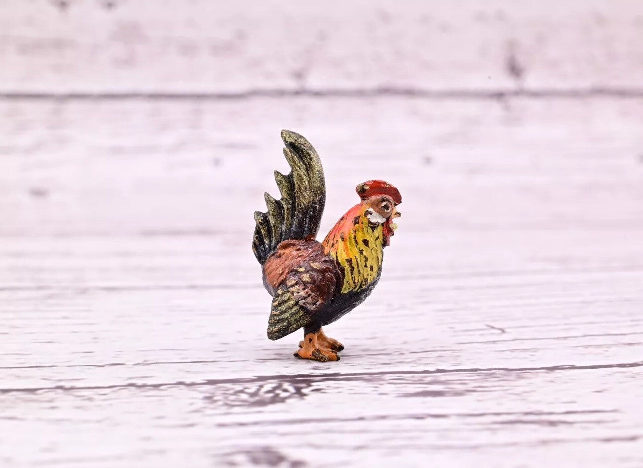 Super Nice Antique Austrian Vienna Cold Painted Bronze Figure of Rooster3