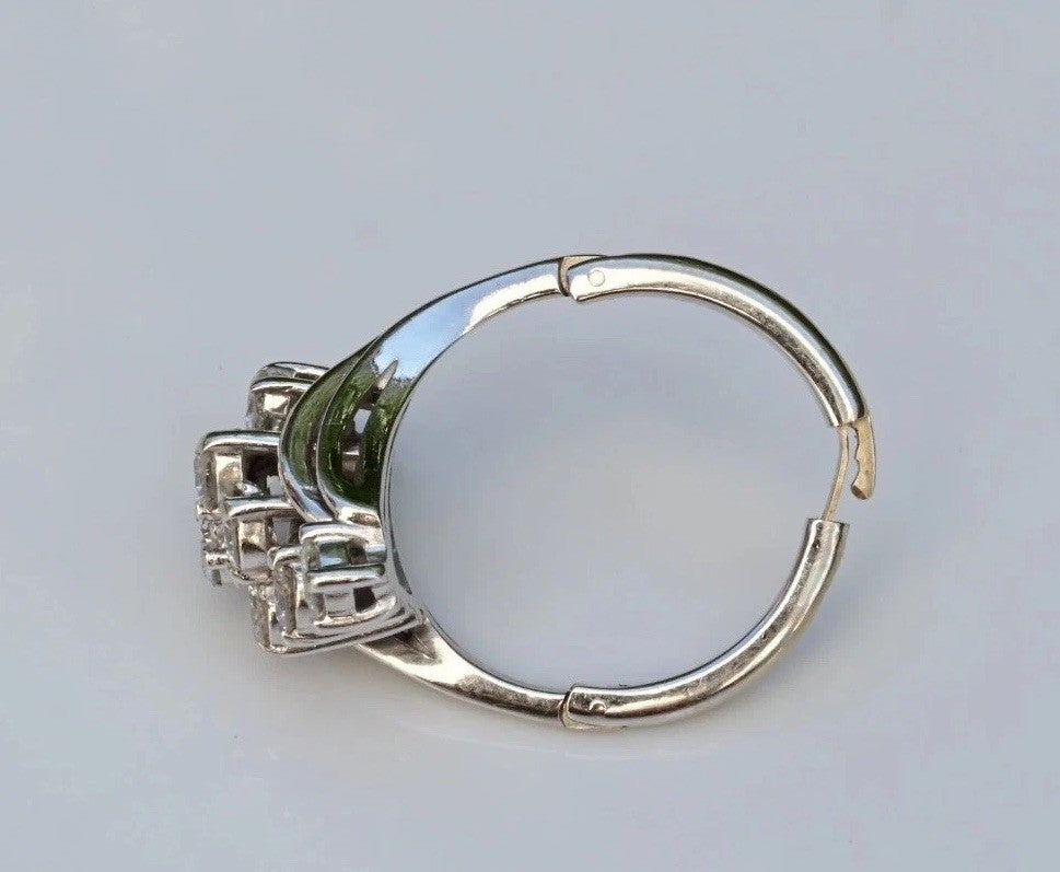 14K W  Gold 2ct Natural Diamond Waterfall Cluster Ring Expandable Shank IGI Cert7