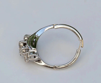 14K W  Gold 2ct Natural Diamond Waterfall Cluster Ring Expandable Shank IGI Cert7