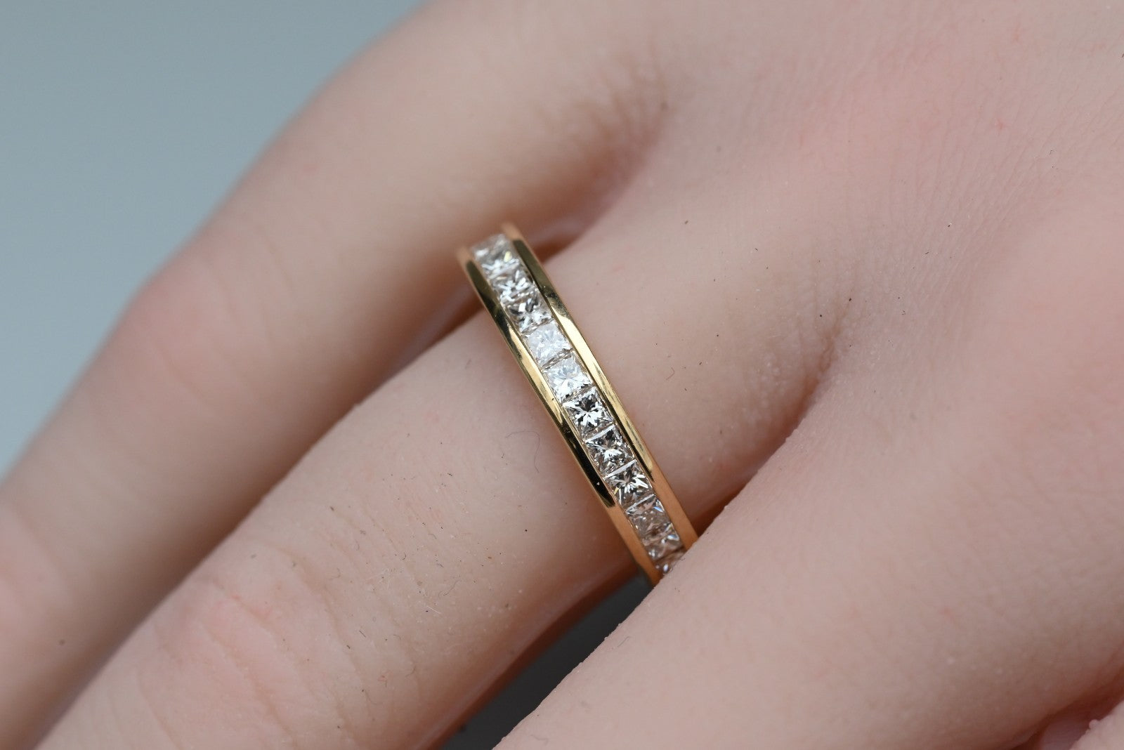 Lovely 14K Yellow Gold Channel-set Band featuring Princess-cut Natural Diamonds5