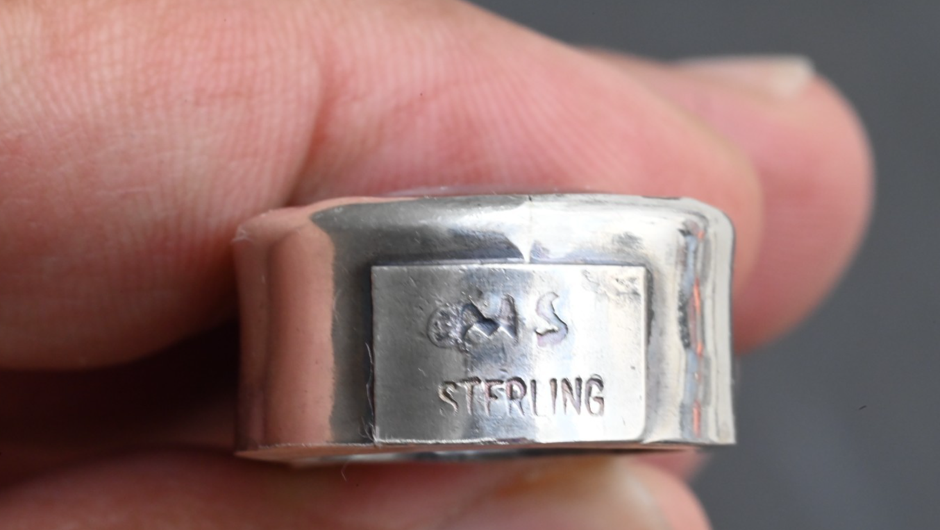 Vintage Signed Sterling Silver & Blue Turquoise Southwest Jewelers Loupe3