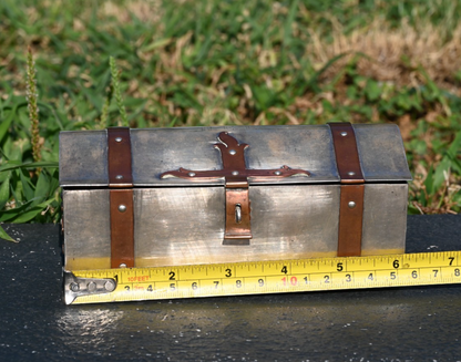 Superb Arts & Craft Trinket Treasure Box in Sterling Silver with Copper Trims9