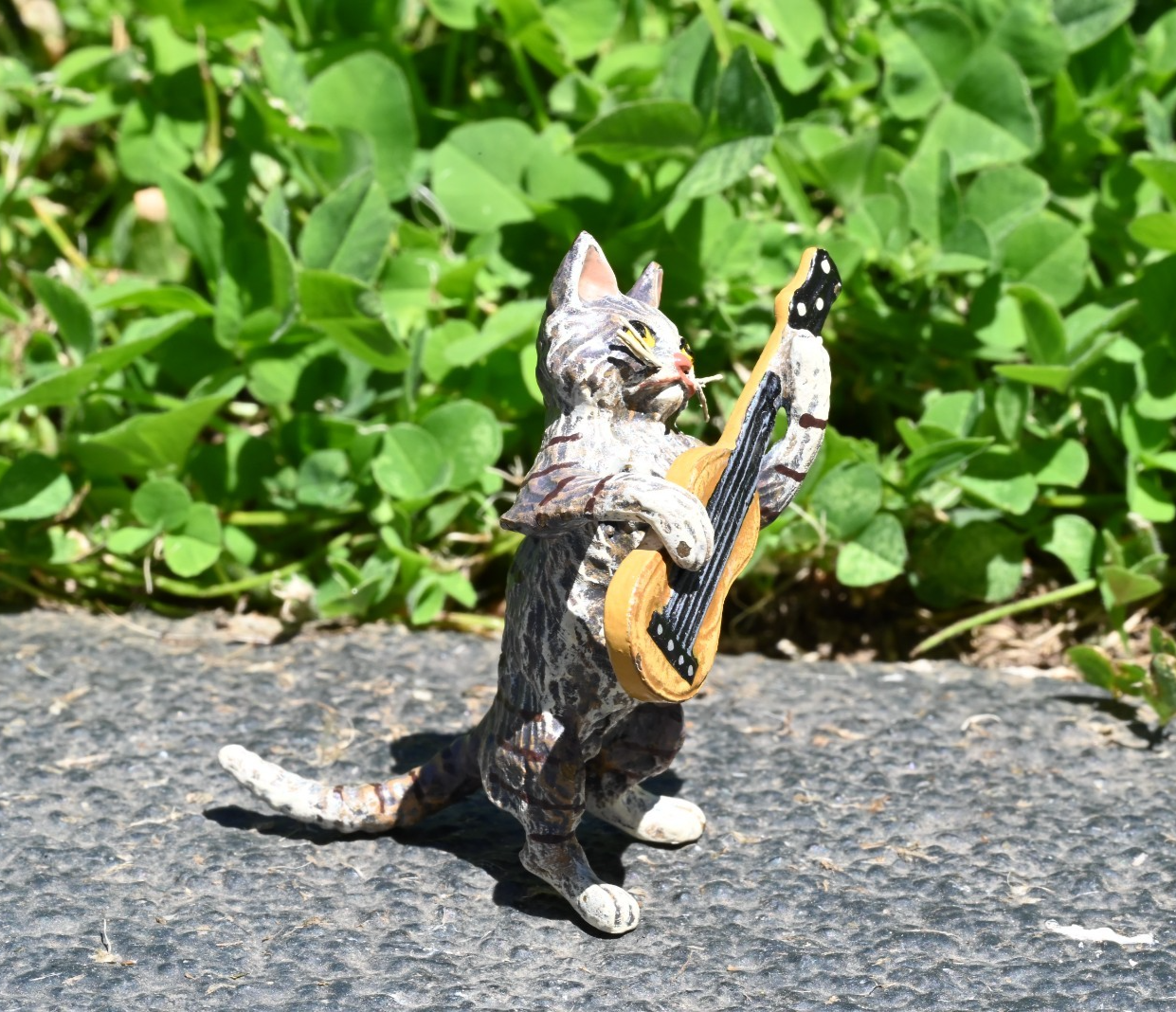 Fritz Bergmann Austrian Vienna Cold Painted Bronze Musical Cat Playing Guitar4