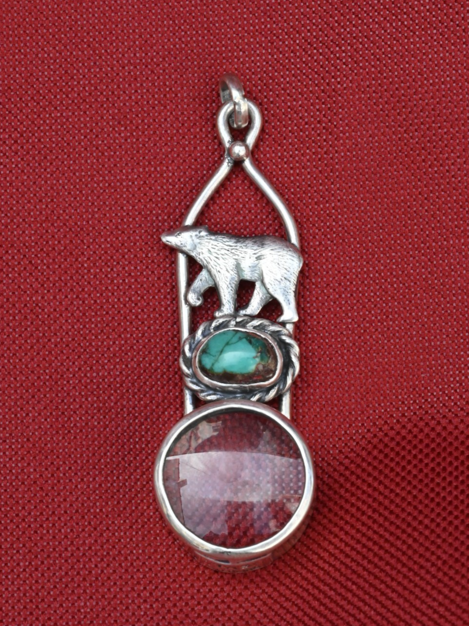 Cool Design Sterling Silver Southwest Jewelers Loupe W/ Turquoise & Bear1