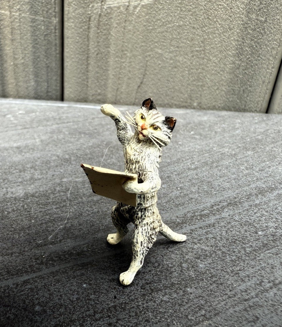 Awesome Austrian Vienna Cold Painted Bronze Figure of a Singing Cat6