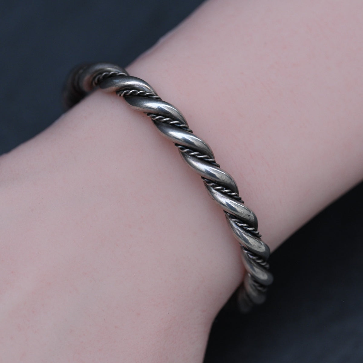 Southwestern or Native American Twisted Wire / Rope Twist Sterling Cuff Bracelet2