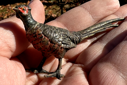Small Antique Austrian Vienna Cold Painted Bronze Figure of Ring Neck Pheasant7