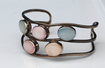 Multi-Band Sterling Silver Cuff Bracelet with Colorful Mother-of-Pearl Accents4