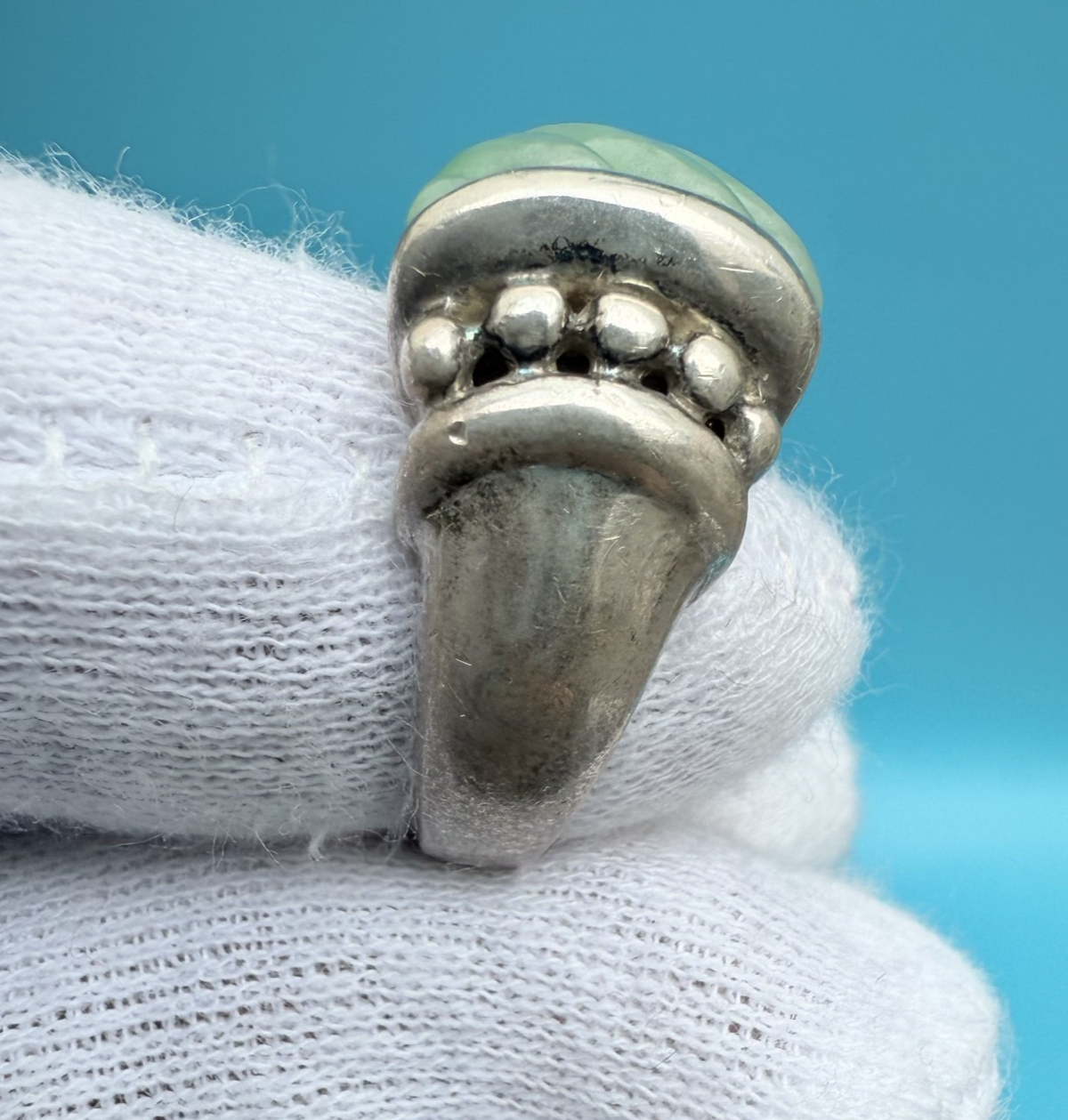 Stunning Judith Ripka Green Carved Jade & Sterling Silver Ring4