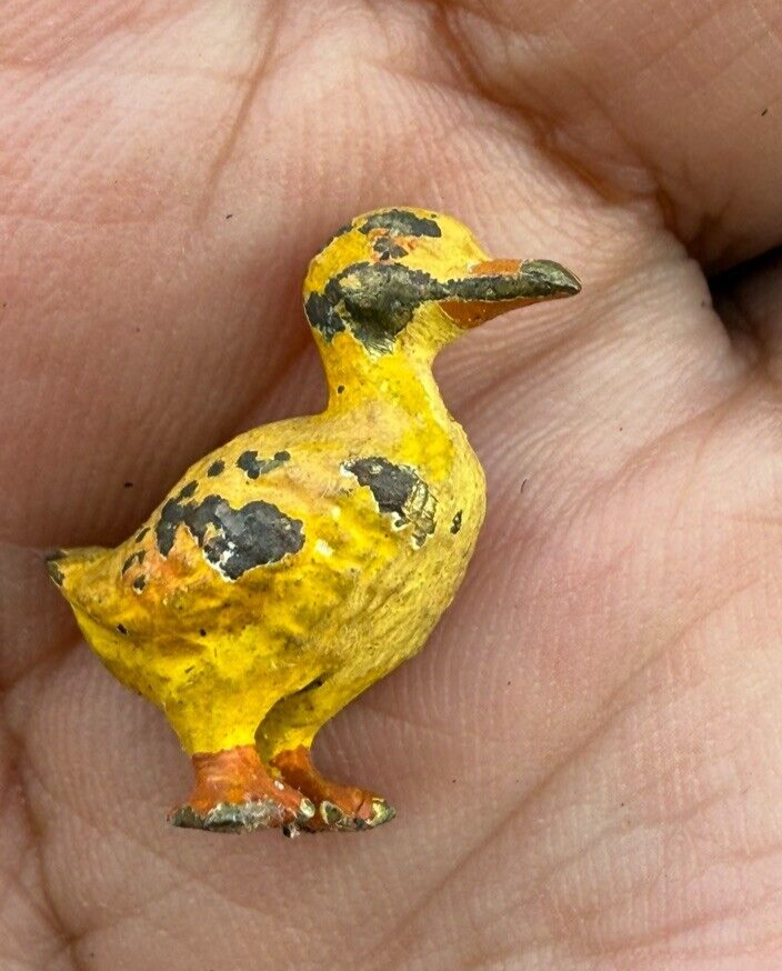 Cute Antique Austrian Vienna Cold Painted Bronze Figure of Yellow Duckling3