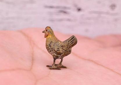 Detailed Antique Austrian Vienna Cold Painted Bronze Figure of Miniature Chicken3