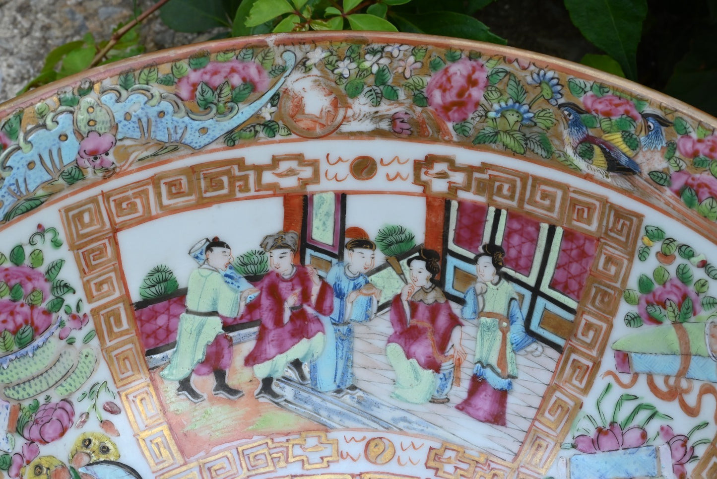 Genuine Chinese Antique 19th C. Hand Painted Rose Medallion Porcelain Punch Bowl8