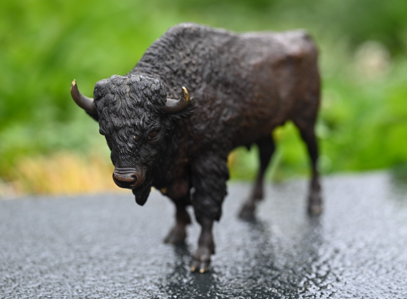 Large Antique Austrian Vienna Cold Painted Bronze Figure American Buffalo Bison3